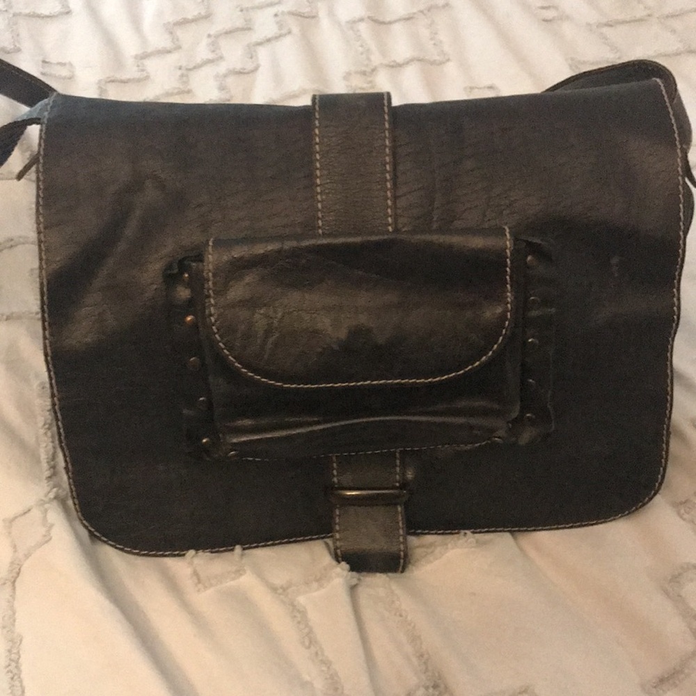 Diesel black leather cross body bag